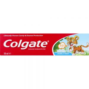 COLGATE T/PASTE KIDS 50ML 2-5 YEARS BUBBLE FRUIT